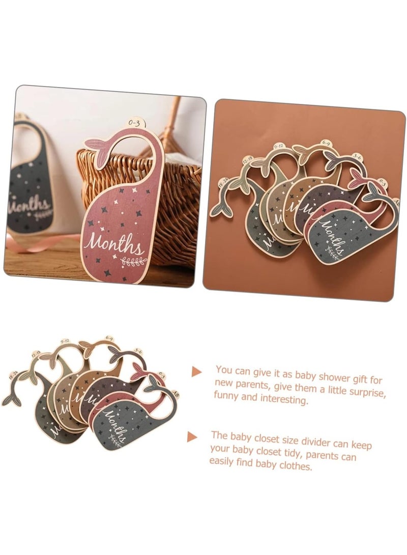 بتيمفم 7 قطع من فواصل خزانة ملابس الأطفال، منظمات خشبية لمقاسات ملابس الأطفال على شكل حوت لغرفة الأطفال، فواصل لتعليق ملابس الأطفال. - Image 3