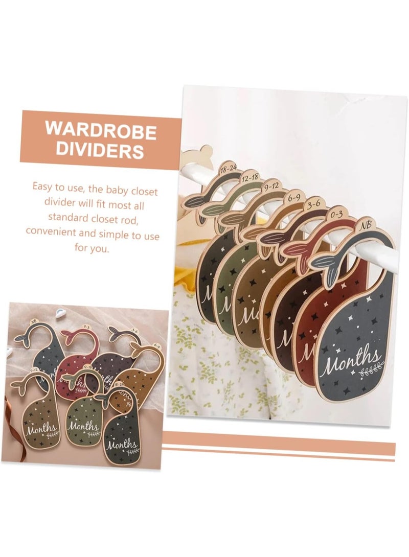 بتيمفم 7 قطع من فواصل خزانة ملابس الأطفال، منظمات خشبية لمقاسات ملابس الأطفال على شكل حوت لغرفة الأطفال، فواصل لتعليق ملابس الأطفال. - Image 4