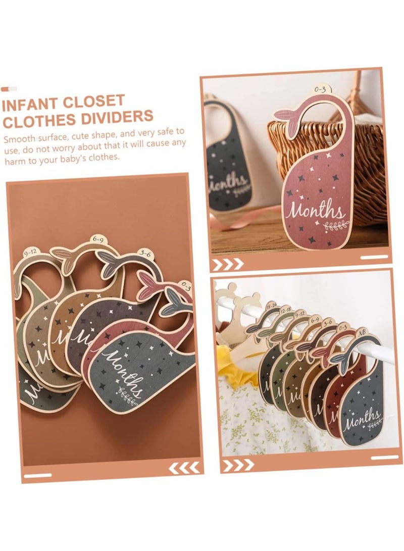 بتيمفم 7 قطع من فواصل خزانة ملابس الأطفال، منظمات خشبية لمقاسات ملابس الأطفال على شكل حوت لغرفة الأطفال، فواصل لتعليق ملابس الأطفال. - Image 2