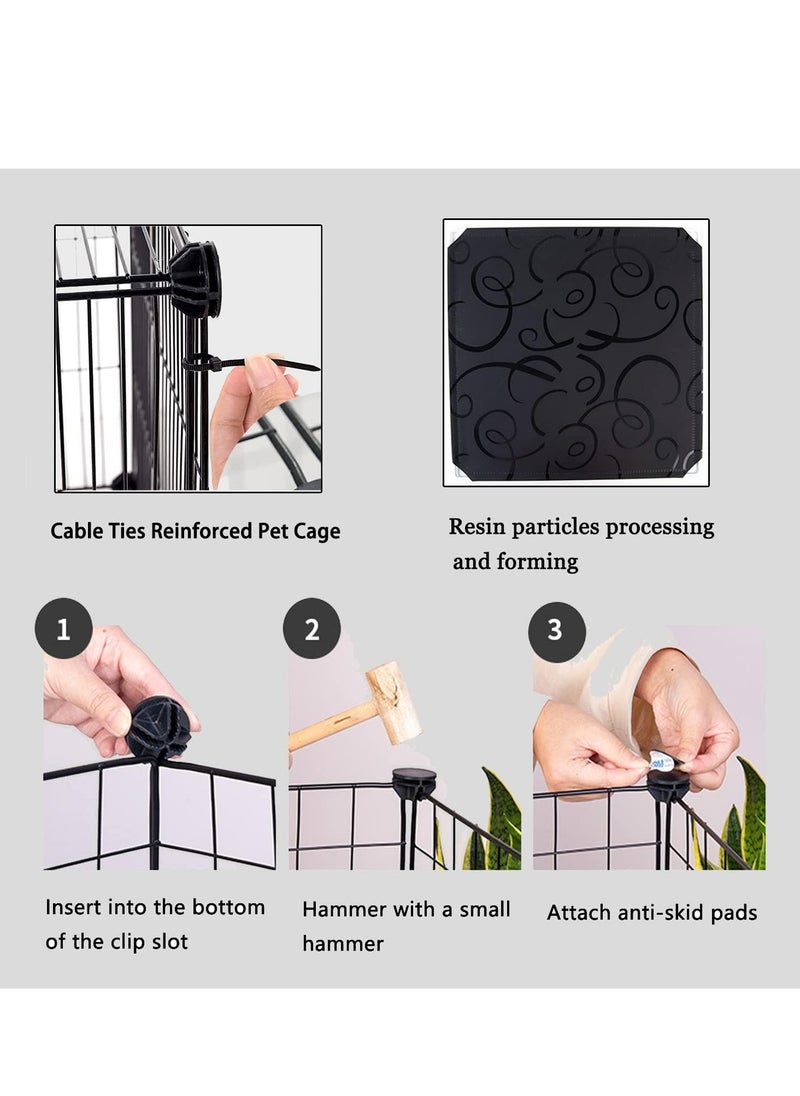 MissTiara - Indoor Cat Cage Large DIY Cat Enclosure Small Animals Cages with 3 Doors, 2 Ladders 109 x 75 x 39 cm Anti-jumping Kitten Crate Indoor Use Pet Cages for Cats, Bunny, Black - Image 1