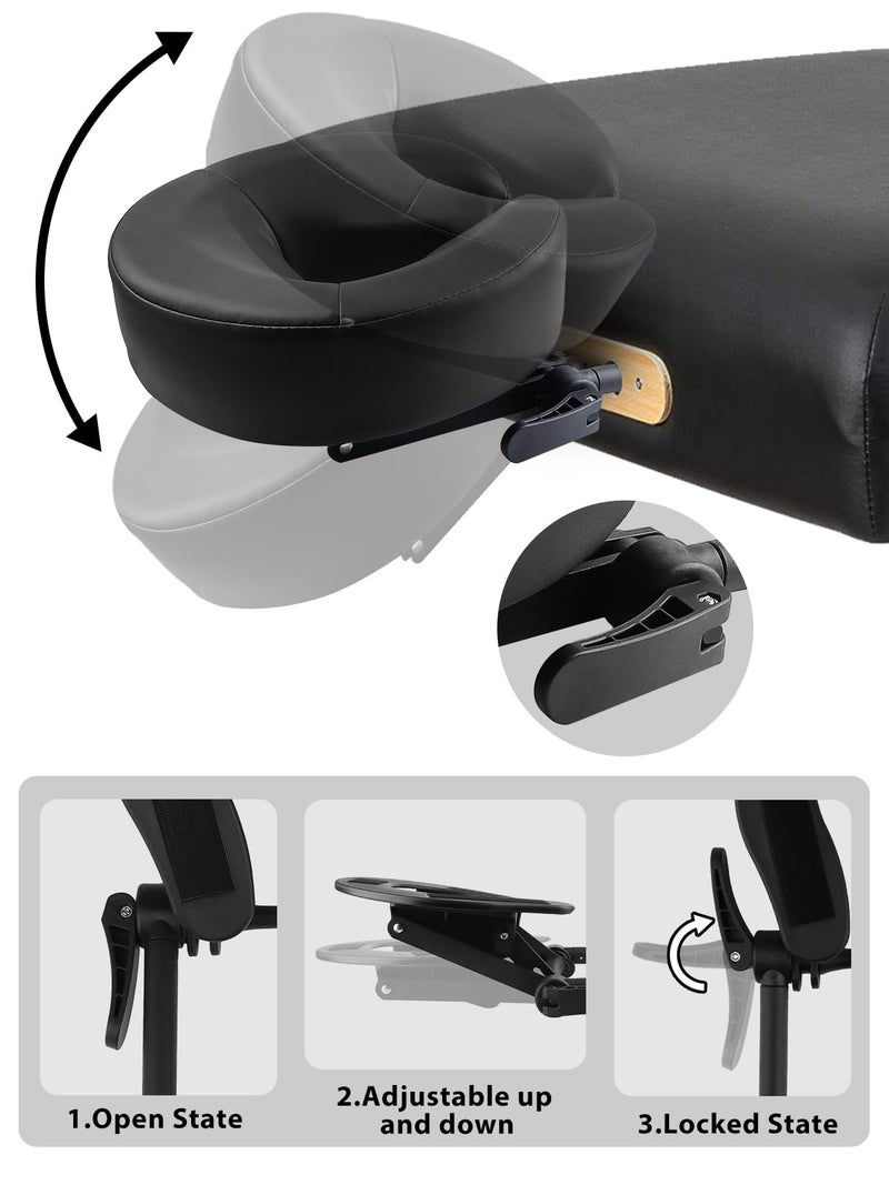 TOROKOM Adjustable Headrest Face Pillow Cradle & Face Cushion Support Bracket, Headrest Face Cushion Face Pillow, Salon Home Mattress Massage Kit (Black) - Image 5