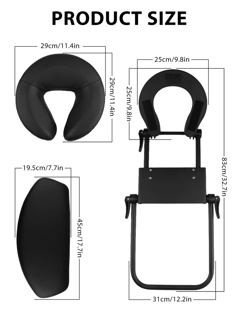 TOROKOM Adjustable Headrest Face Pillow Cradle & Face Cushion Support Bracket, Headrest Face Cushion Face Pillow, Salon Home Mattress Massage Kit (Black) - Image 3