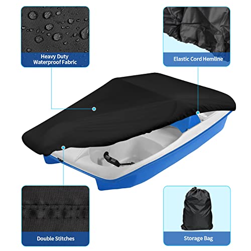 iCOVER Pedal Boat Cover, Fits 3 or 5 Person Paddle Boats Water Proof Heavy Duty Paddles Cover, Black - Image 2