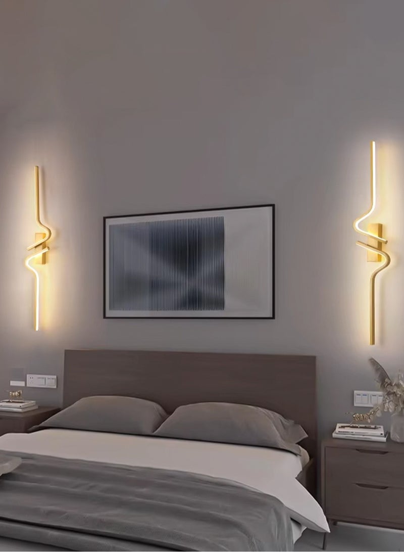 لوبيتيز مصباح الجدار / قوس مصباح ( 80cm ، والذهب ، والحق ، ويمكن ضبط درجة الحرارة من ثلاثة ألوان من 3000K إلى 6000K ) مصباح الجدار LED / مصباح الجدار رئيس السرير غرفة نوم بسيطة / غرفة المعيشة أريكة التلفزيون ديكور المنزل مصباح الجدار الخلفية - Image 2