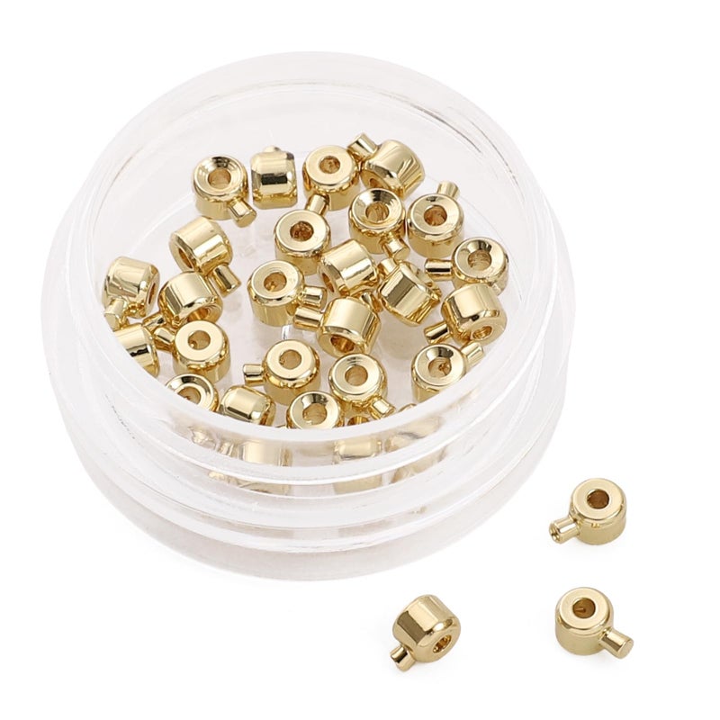 BEADIA 18K Gold Plated Crimp Beads Non Tarnish 25mm 600pcs for Jewelry Making Findings