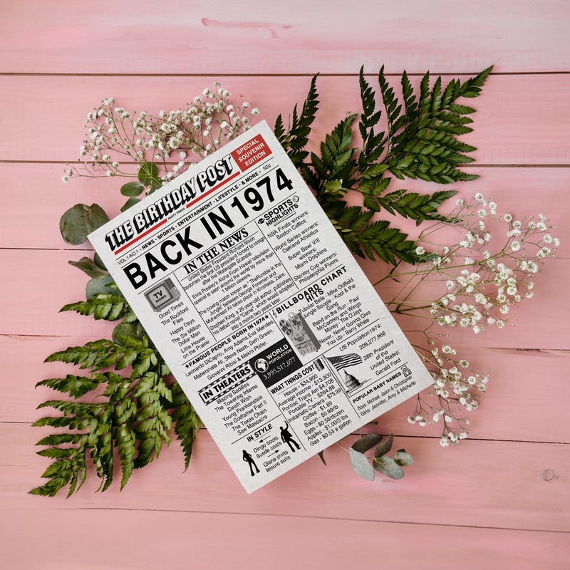 Stuff4 51st Birthday Poster Unframed - Back In 1974 Newspaper - Happy 51st Birthday Gifts for Men Women Vintage Retro Born In 1974  8x10 Inch Fifty-One Fifty-First Bday Party Decor Decoration - Image 2