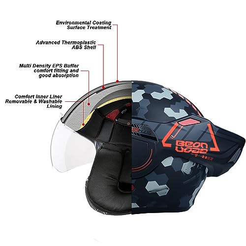 BEON خوذة دراجة نارية كاملة الوجه BEON معتمدة من DOT، واقي ذقن قابل للعكس بزاوية 180° خوذة طيار مودولارية مع نظارات مزدوجة مضادة للضباب وفتحات لسماعات البلوتوث للرجال والنساء البالغين (M، أبيض لؤلؤي لامع) - Image 3