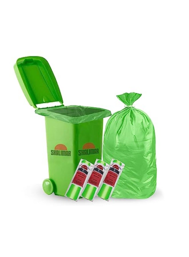 Shalimar 30 Pcs - 65 Gallon Heavy Duty Garbage Bag, Lavender Fragrance – Leak-Proof Dustbin/Trash/Waste Bags – 106 x 122 cm – Fits 60 to 65 Gallon Bins – Green - Image 1