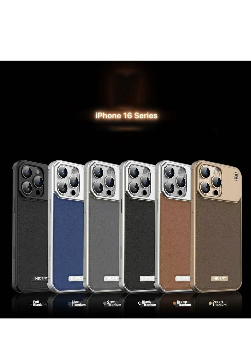 بلو فاير غلاف آيفون 16 برو ماكس الفاخر من الألومنيوم والجلد - تصميم أنيق، متوافق مع ماج سيف، مزود بموزع عطر مدمج - حماية متينة خفيفة الوزن، شاحن لاسلكي، غلاف فاخر (فضي تيتانيوم) - Image 3