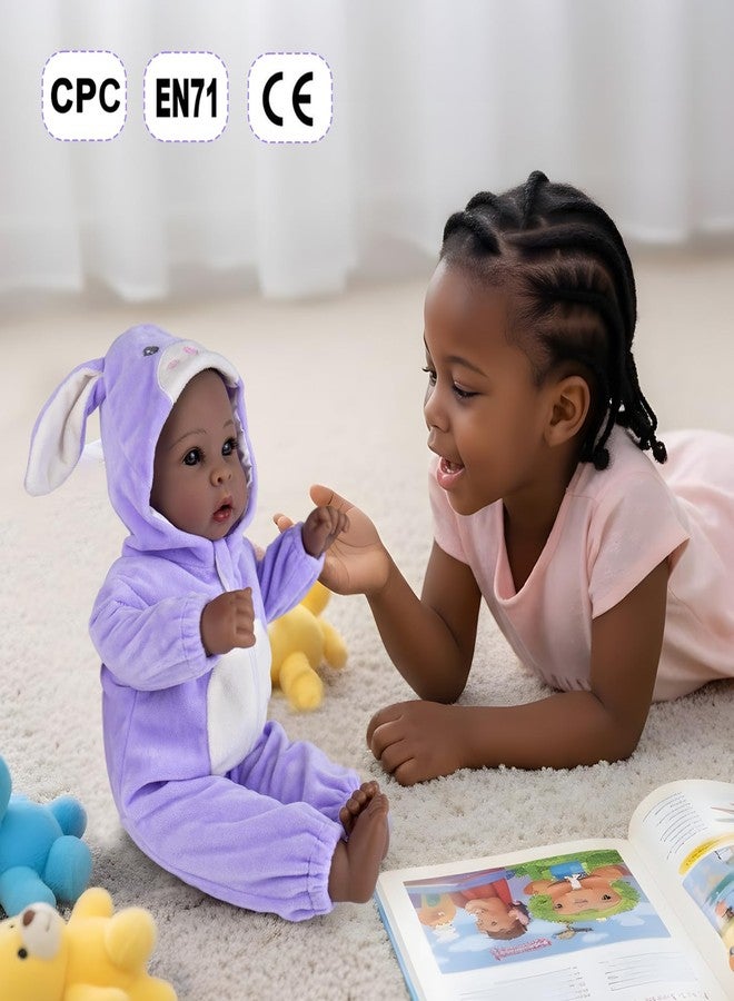 Aori Black Baby Dolls Realistic,17-inch Lifelike Soft Body Baby Girl That Look Real with Feeding Kit Included, Ideal Gift for Kids, Birthday, Pretend Play - Image 4