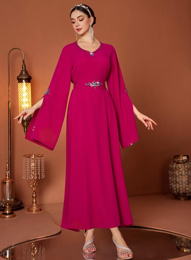 Take Two Embellished Round Neck Split Sleeve Maxi Dress - Image 5