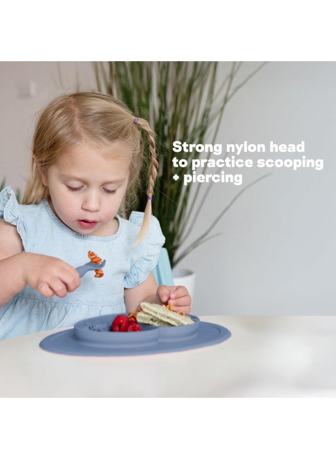 ezpz Mini Utensils - 12 Months+ (Fork & Spoon in Sage) - 100% BPA Free Fork and Spoon - Toddler Utensils - Designed by a Pediatric Feeding Specialist - Image 3