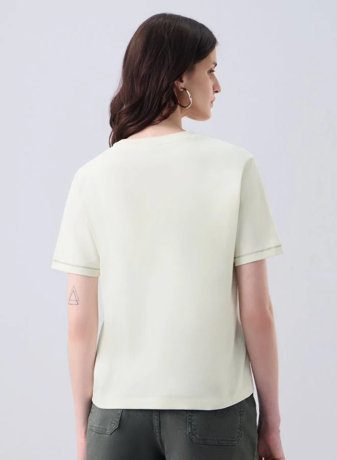 ذا سوليد ستور Off-White Turtle Embroidered T-Shirt