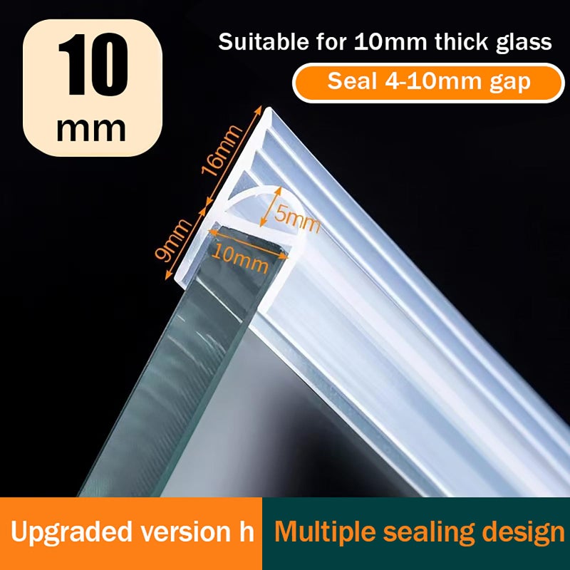 Tanshurong Shower Glass Door Seal, 120 Inch Silicone Soft Shower Door Bottom Seal for 3/8"(10mm) Thick Glass Door, Stopping Water Leaks (Arch) - Image 2