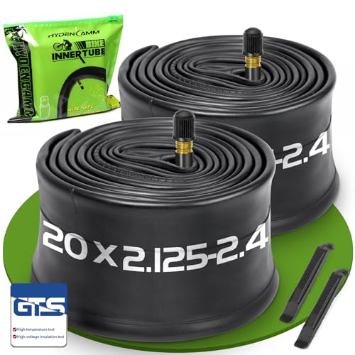 Hydencamm 2 Pack 20x2.125/2.40 Bike Tube, 20x2.40 Bike Tube with 35mm AV, Premium Butyl 20x2.35 Tube with 2 Tire Levers, 20x2.125/2.20/2.25/2.30/2.35/2.40 Compatible with MTB, City Bikes by Hydencamm - Image 1
