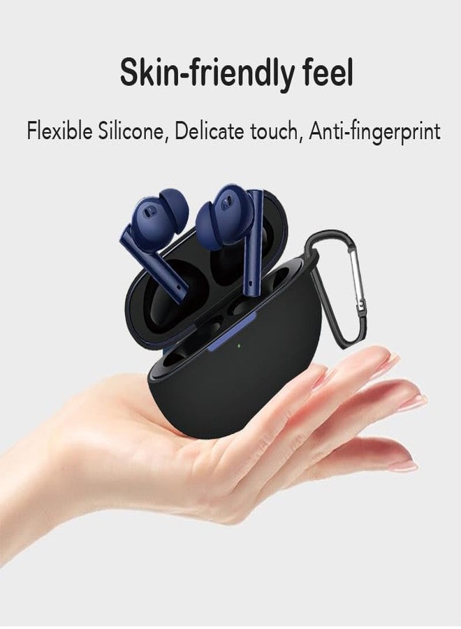 USTIYA حافظة USTIYA لسماعات Realme Buds Air 5 Pro حافظة سيليكون واقية مع غطاء سلسلة المفاتيح (أسود) - Image 4