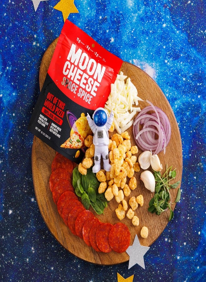 Moon Cheese Space Spice, Out Of This World Pizza, Crunchy, Protein-Rich Cheese Snack Chips, Keto Friendly, 100% Real Cheese, Low Carb, Gluten-Free, No Sugar, 10 oz Bags (Pack of 2) - Image 2