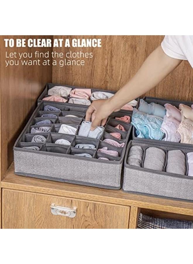 Occuwzz® 4 Pack Foldable Drawer Organizers, Sock And Underwear Drawer Organizer Clothes, Desk Closet Fabric Organizer And Storage Drawer Dividers For Dresser Panties Underwear Bra Socks (Gray) - Image 3