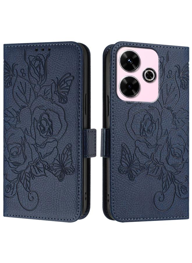S-TOP Case For Redmi 13 4G / Note 13R Embossed Rose RFID Anti-theft Leather Phone Case - Image 2
