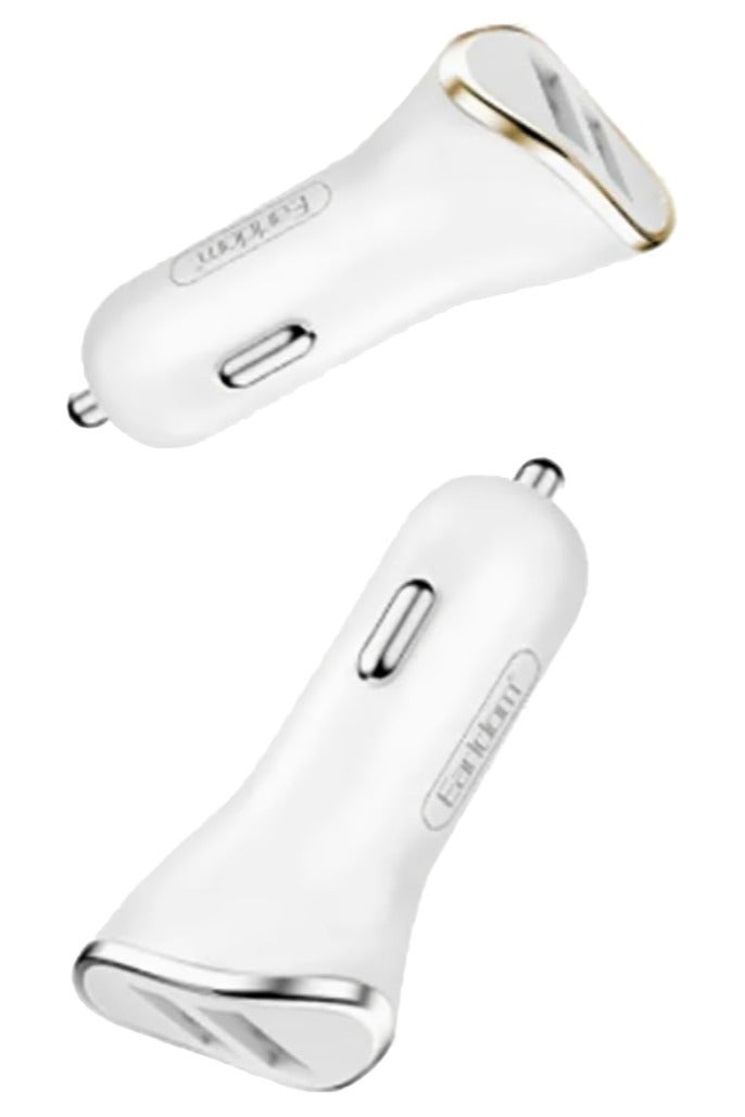 أيرلدوم شاحن سيارة Earldom Es-120 مع كابل USB 3 في 1 - أبيض - Image 2