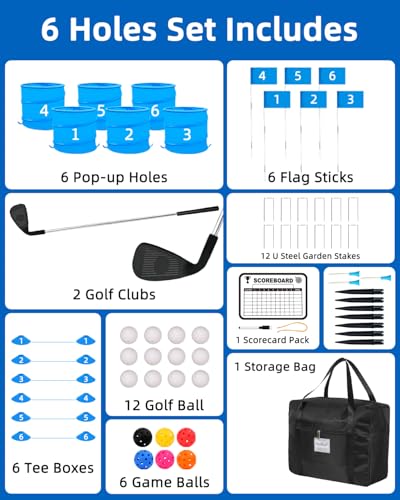 JIIFO Golf Game with 2 Clubs Right HandedPractice Golf with 6 Buckets Outdoor Golf Gift for AdultsHoles Golf Outdoor Game for LawnYardCampingPark - Image 5