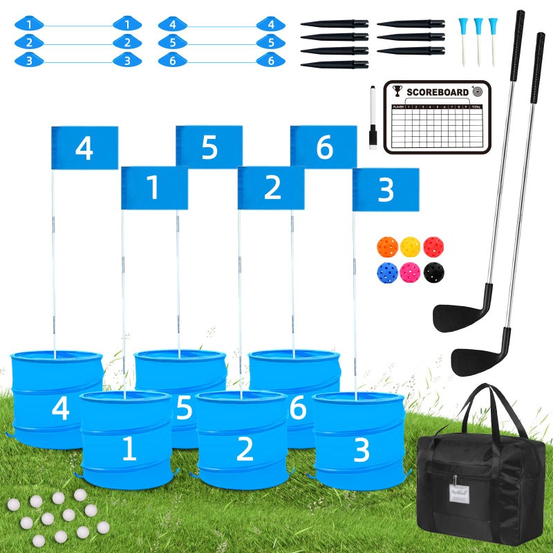 JIIFO Golf Game with 2 Clubs Right HandedPractice Golf with 6 Buckets Outdoor Golf Gift for AdultsHoles Golf Outdoor Game for LawnYardCampingPark - Image 3
