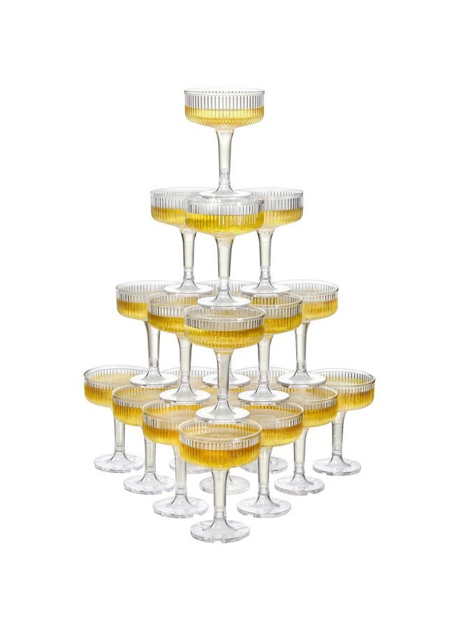 Houmury 20 Pcs 7oz Plastic Wine Glasses Unbreakable Wedding Plastic Champagne Flutes Goblet Glasses Reusable Clear Acrylic Martini Drinkware For Birthday Party(20) - Image 1