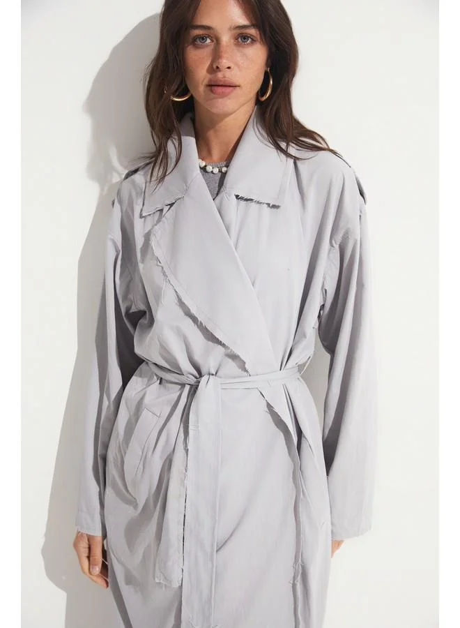 JUNE June Binding Detailed Trenchcoat Grey