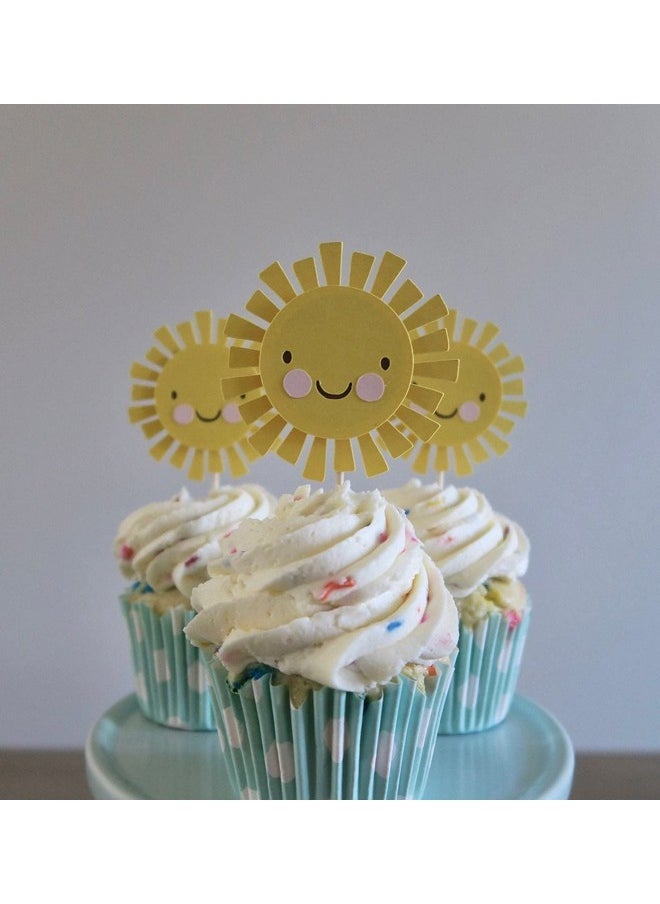 Confetti Confetti! 12 PCS You Are My Sunshine Cupcake Toppers, You Are My Sunshine Theme, Sunshine Birthday Decor, First Birthday, Cupcake Toppers, Sun Theme  - Image 1