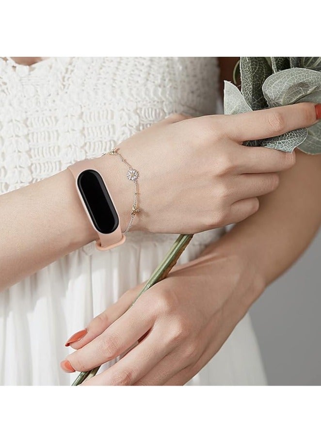 Strap Silicone Sport Band For Mi Band 7 / Mi Band 5 / Mi Band 6 Breathable Strap Replacement For M5 M6 Bracelet For Xiaomi MiBand 5 6 7 Smart Watch _ Pink & White - Image 4