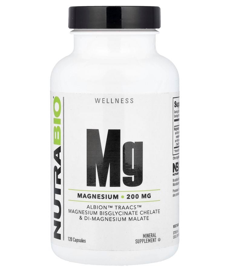 NutraBio Mg Magnesium 120 Capsules (100 mg per Capsule)