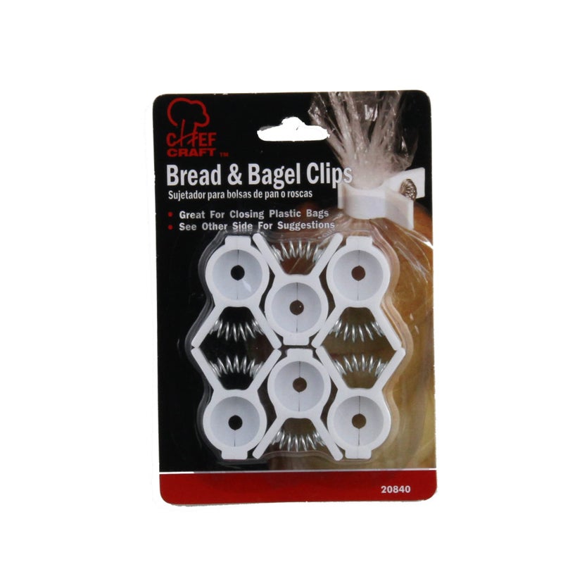 Chef Craft Select Plastic Bread and Bagel Clip, 6 Piece Set, White - Image 2