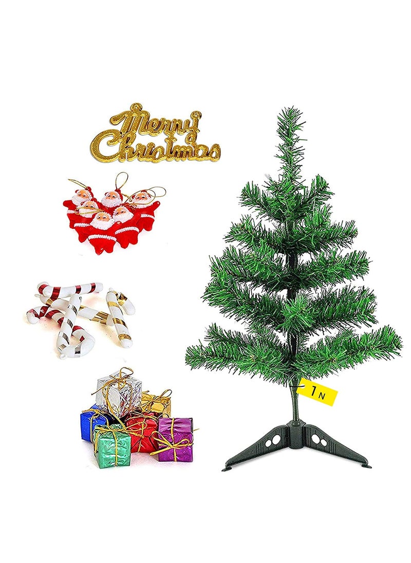 RASHRI ; One For All RASHRI One For All 1 Feet Small Size Christmas Tree for Table Office Desk Centerpiece Home Office Decoration 1 Feet with 42 Ornaments Tree Decoration Props Xmas Tree  - Image 1