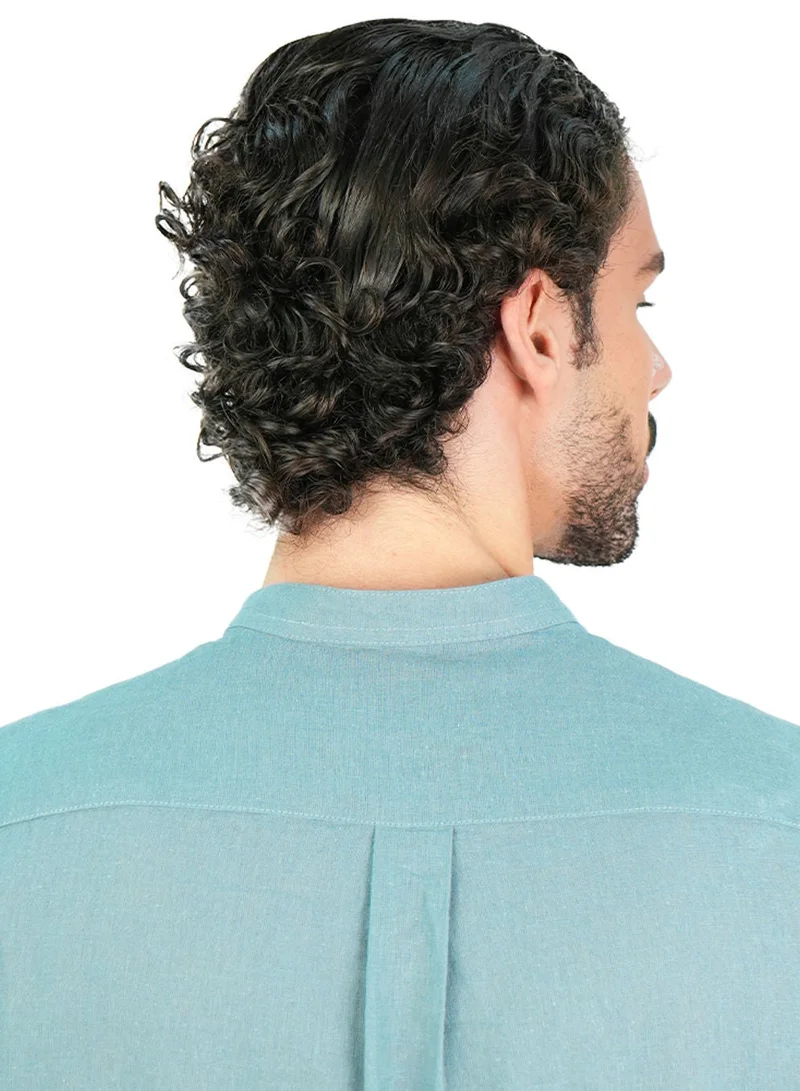 GIORDANO  Men's Slim Linen Cotton Band Collar Shirt for Men | Best Price UAE