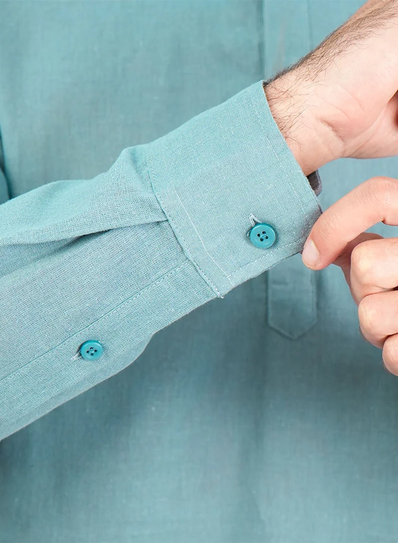 GIORDANO  Men's Slim Linen Cotton Band Collar Shirt for Men | Best Price UAE