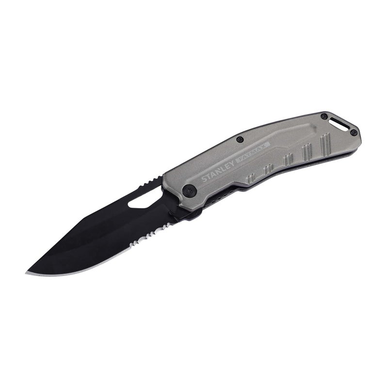 Stanley FATMAX FMHT010312 Premium Pocket Foldable Knife Stainless Steel Blade Slim Lightweight Finger Contoured Aluminium Handle Silver - Image 4