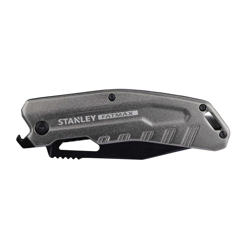 Stanley FATMAX FMHT010312 Premium Pocket Foldable Knife Stainless Steel Blade Slim Lightweight Finger Contoured Aluminium Handle Silver - Image 5