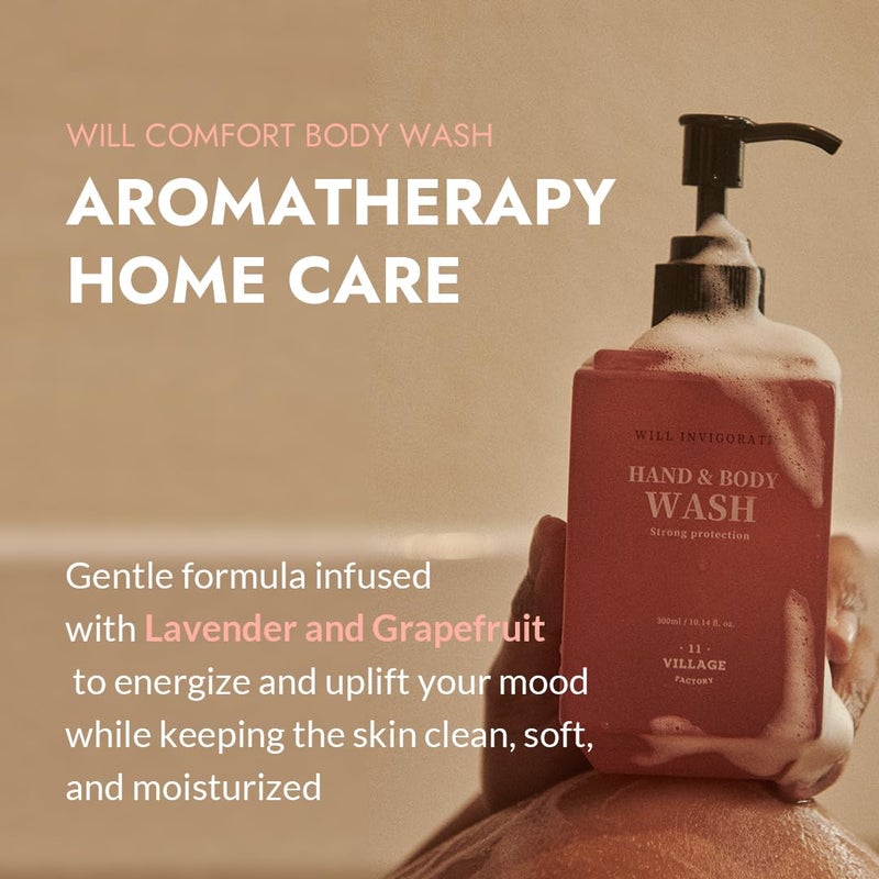 VILLAGE11FACTORY Will Invigorate Hand and Body Wash 300ml1014 floz Premium Home Spa Aromatherapy Korean Body Cleanser Lavender and Grapefruit - Image 3