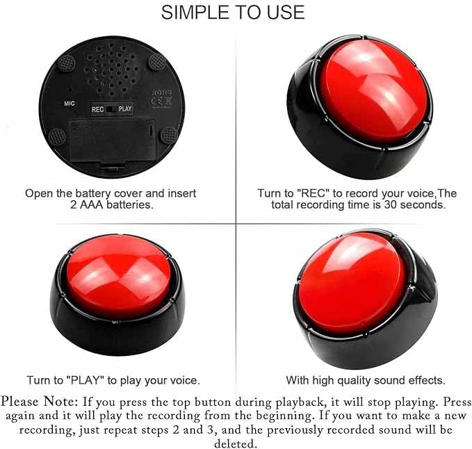 Buttons for Recording Calls, 30-Second Recording Button, Easy Answer, Custom Sound (Red) - Image 3