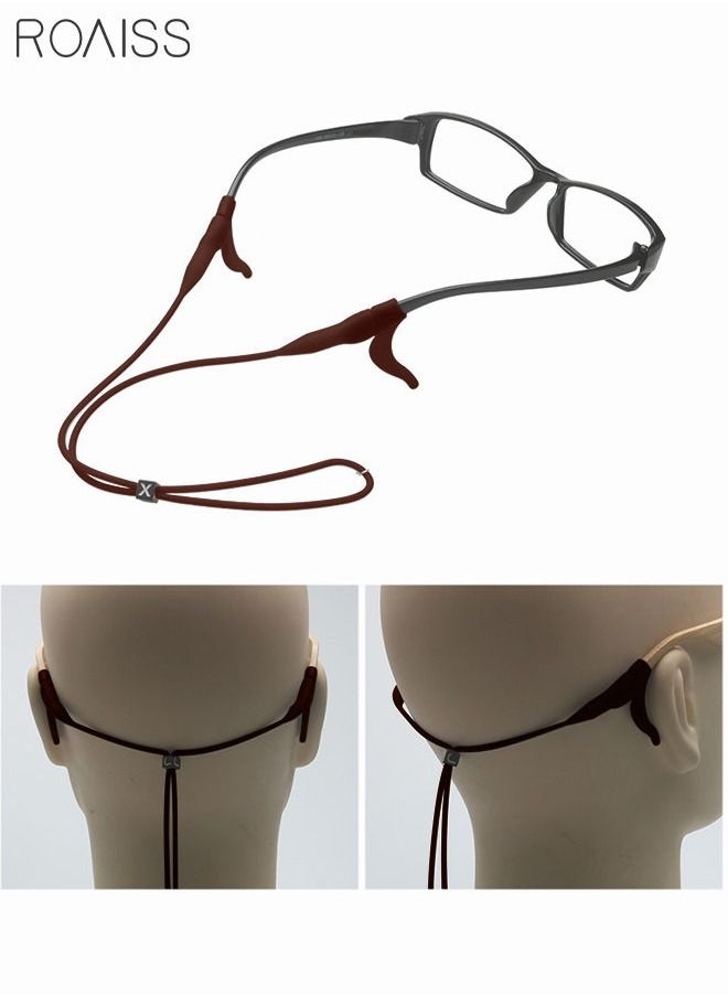 roaiss Eyeglasses Strap-Chains-Cord Eco-Friendly Silicone Sunglass String for Men Women Kids Adjustable Eyewear Retainer with Ear Hooks for Reading Glasses Sports and Outdoor Activities Brown  - Image 2
