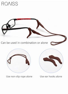 roaiss Eyeglasses Strap-Chains-Cord Eco-Friendly Silicone Sunglass String for Men Women Kids Adjustable Eyewear Retainer with Ear Hooks for Reading Glasses Sports and Outdoor Activities Brown  - Image 3