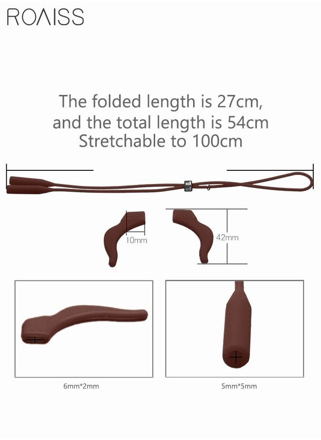 roaiss Eyeglasses Strap-Chains-Cord Eco-Friendly Silicone Sunglass String for Men Women Kids Adjustable Eyewear Retainer with Ear Hooks for Reading Glasses Sports and Outdoor Activities Brown  - Image 4
