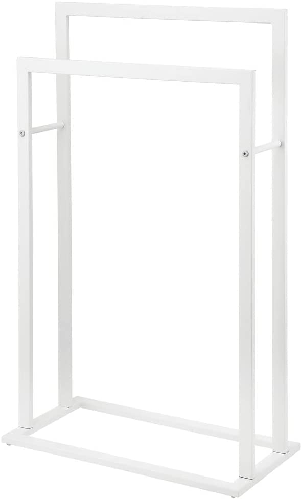 INDIAN DECOR INDIAN DECOR 41212 Classic Tall 2Tier FreeStanding Towel Rack Holder for Bathroom Storage and Organization Floor Stand Holds Bath Hand Towels Great for Guest Half Kids Bathrooms White  - Image 5