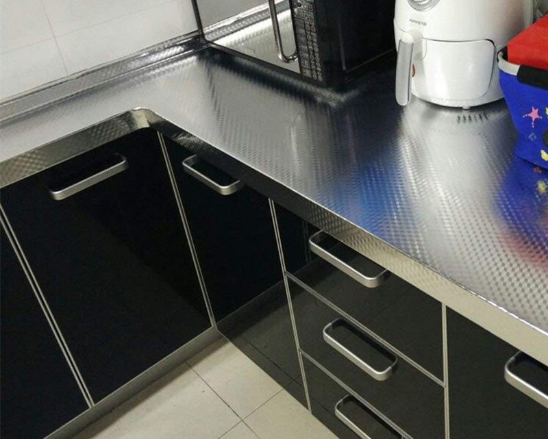 LAVNIK 2 Meter Kitchen Oil Proof Waterproof Aluminium Foil Stickers Kitchen Backsplash Wallpaper SelfAdhesive Wall Sticker AntiMold and Heat Resistant for Walls Cabinets Drawers and Shelves Silver - Image 5