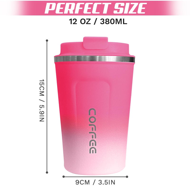 SPLMIFA Travel Coffee Mugs Leak-Proof, Reusable Coffee Cups with Lids, Stainless Steel Vacuum Insulated Coffee Tumblers, Thermal Insulation Cups for Men & Women Hot & Cold Drinks(2nd-Red White, 12OZ) - Image 4