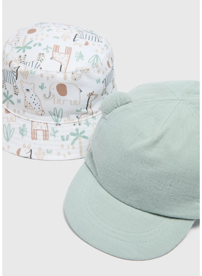 Matalan 2 Pack Baby Multicolour Safari Hats