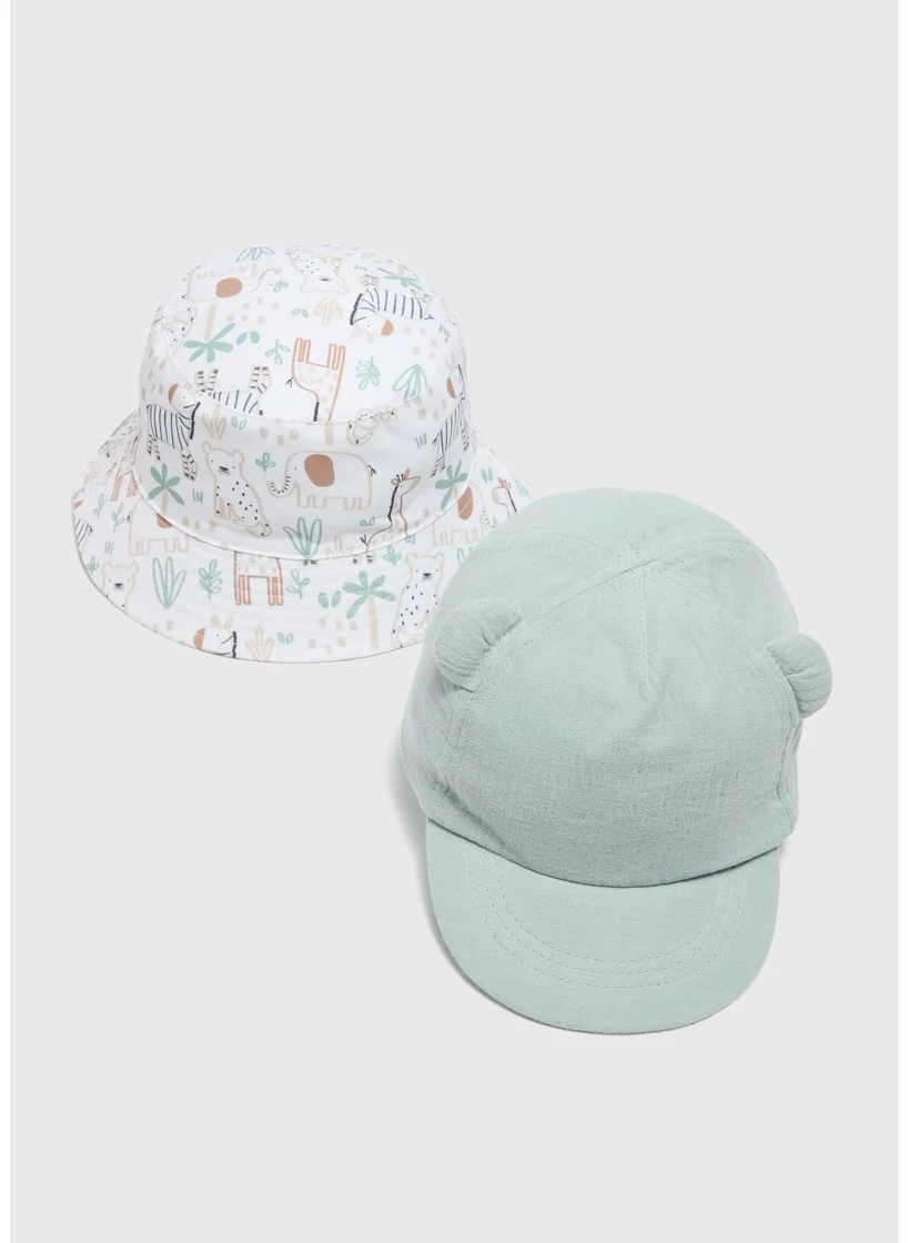 Matalan 2 Pack Baby Multicolour Safari Hats