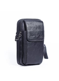 Hengwin Hengwin Leather Vertical Men Cell Phone Holster Wallet Case with Belt Clip Loop Travel Messenger Bag Waist Pouch Crossbody Purse Fits for iPhone 15 Pro Max 14 Plus Samsung Galaxy A54 Note 9 8 (Black)  - Image 1
