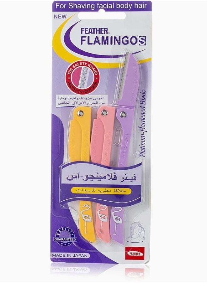 فيذر-فلامنجو 3 قطع من ماكينات الحلاقة فلامينجو للسيدات لشعر الوجه والجسم  - Image 1