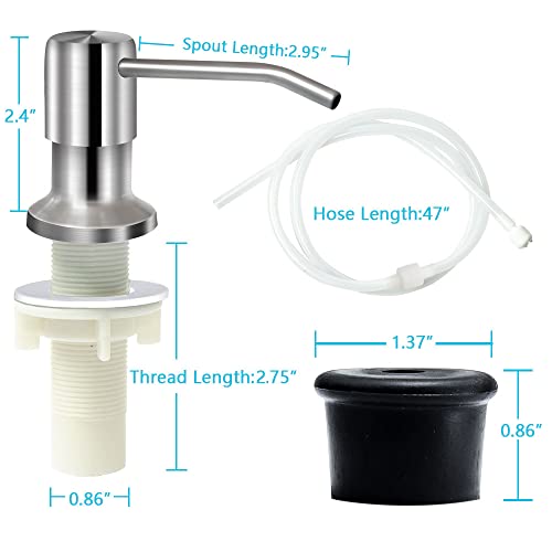 izolor Soap Dispenser for Kitchen Sink, Brushed Nickel Countertop Soap Dispenser Pump, 47" Silicone Extension Tube Connect to The Soap Bottle Directly, Say Goodbye to Frequent Refills (Brushed Nickel) - Image 5